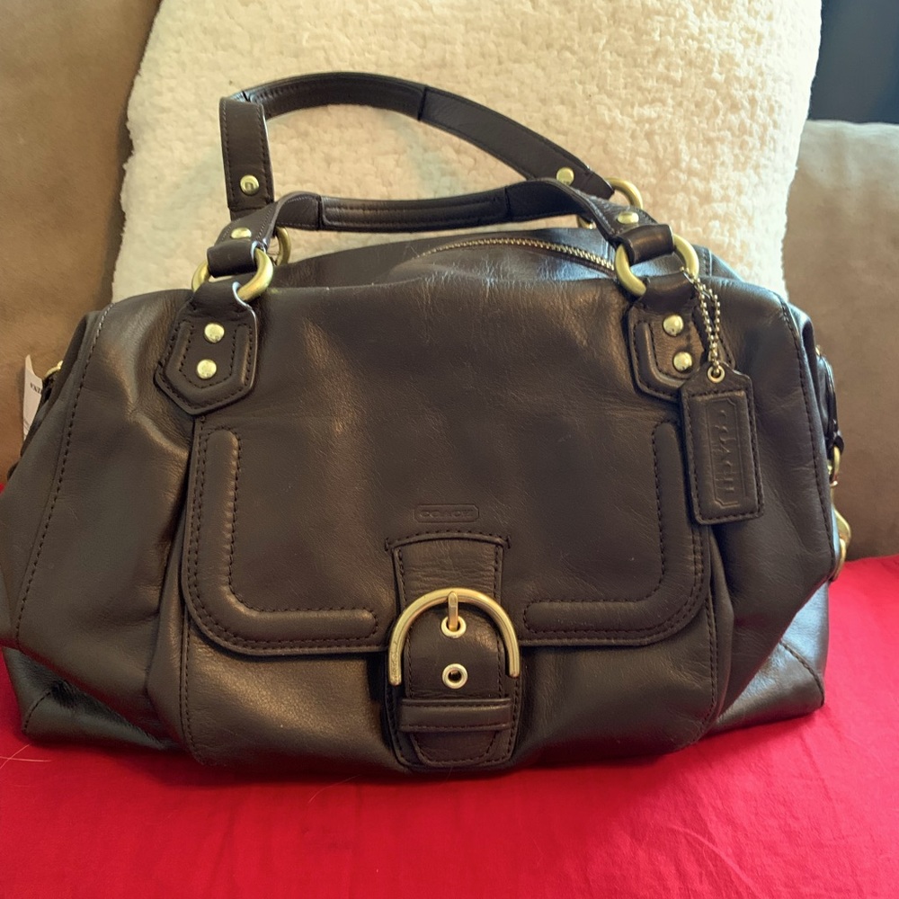 Coach F25151 Campbell Leather Large Satchel Warm Chocolate Brown Purse